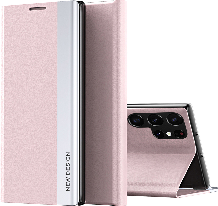 Pouzdro Sleep Case Pro pro Samsung Galaxy S25 Ultra s flipem a stojánkem - růžové