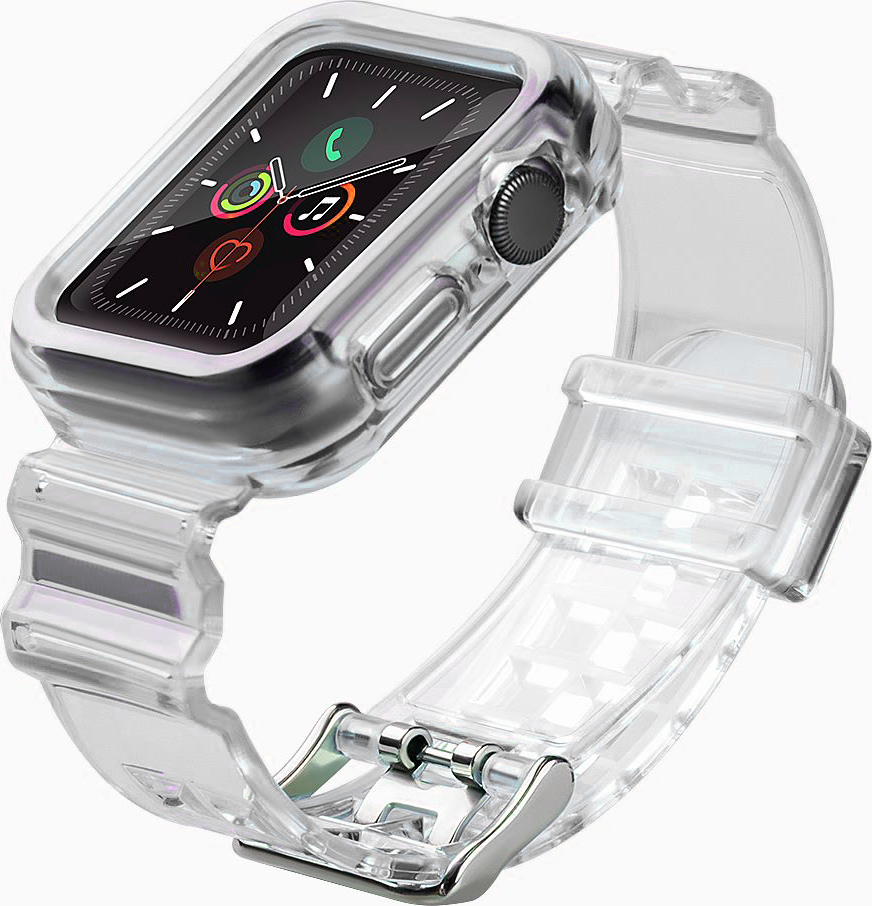 Silikonový řemínek a náramek, pouzdro a svítidlo pro Apple Watch 38mm - černý