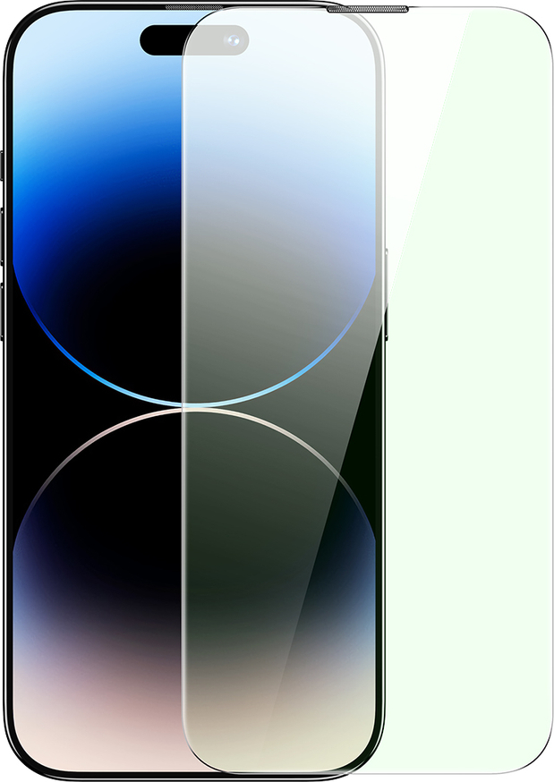 Tvrzené sklo Baseus pro iPhone 14 Pro Max s filtrem modrého světla a krytem reproduktoru 0,3 mm + montážní rámeček