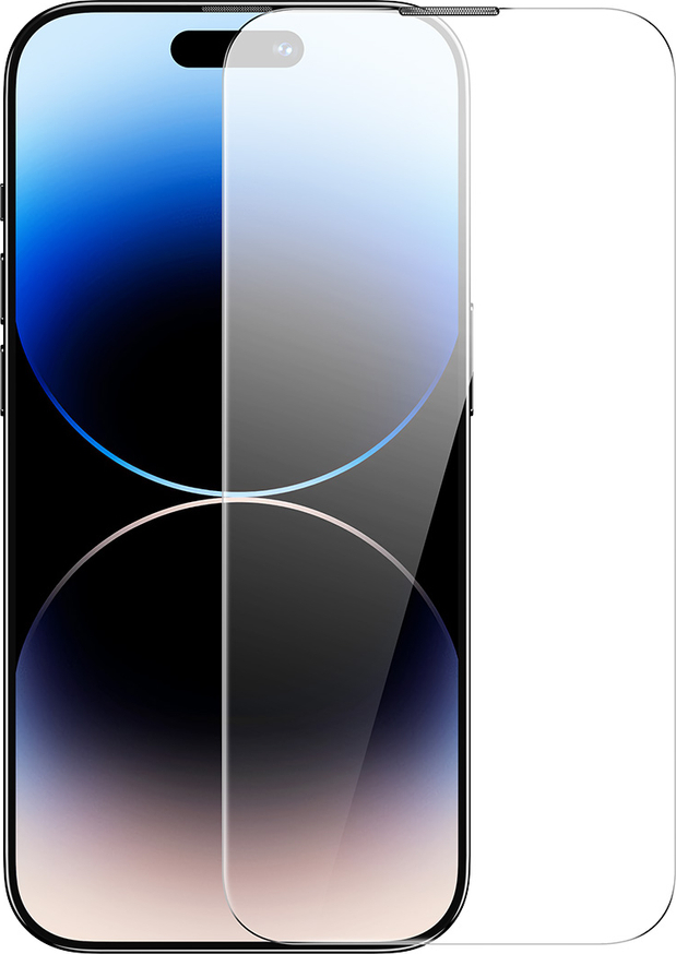 Baseus Sada 2x Tvrzených Skel pro iPhone 14 Pro Max Celá Displej s Krytem Reproduktoru 0,3 mm + Montážní Rámeček