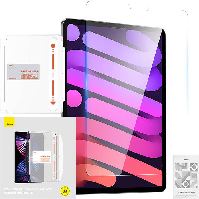 Baseus Crystal tempered glass for iPad Mini 6 8.3'' + mounting kit - transparent