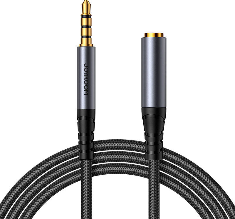 Joyroom SY-A09 Prodlužovací kabel AUX 3,5mm mini jack samice na 3,5mm mini jack samec, opletený, 1,2 m (černý)