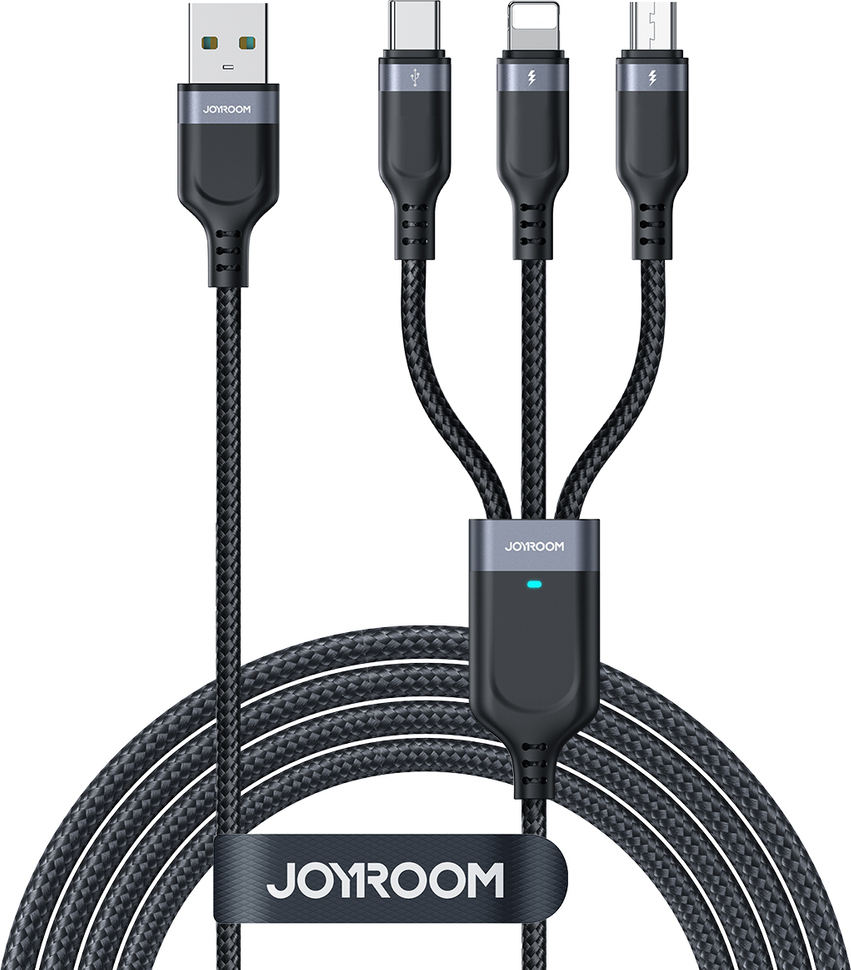 Kabel Joyroom Multi-Use Series S-A18 3v1 USB-A - Lightning / USB-C / micro USB 0,3 m - černý