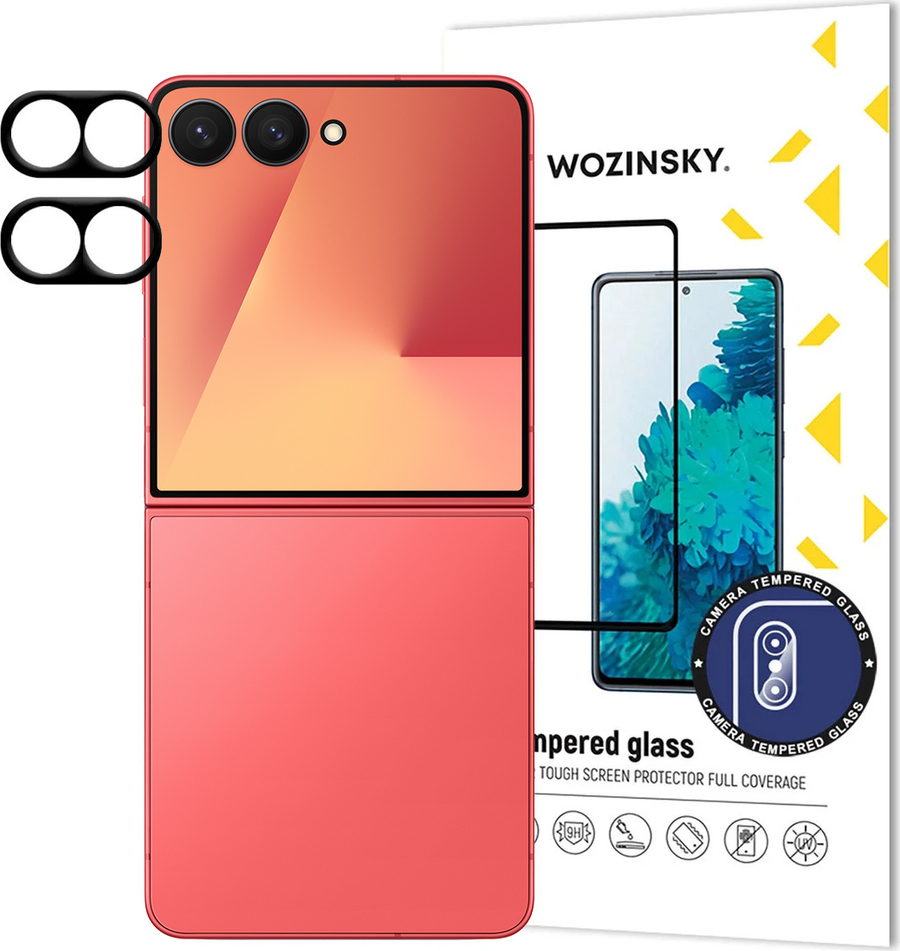 Černé Wozinsky sklo na celou kameru pro Samsung Galaxy Z Flip 7, sada 2 kusů