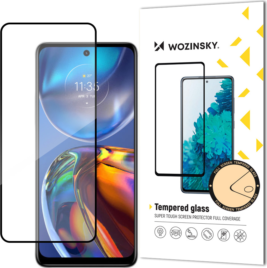 Tvrzené sklo Wozinsky Super Durable Full Glue na celou obrazovku s rámečkem, vhodné pro Motorola Moto E32, černé