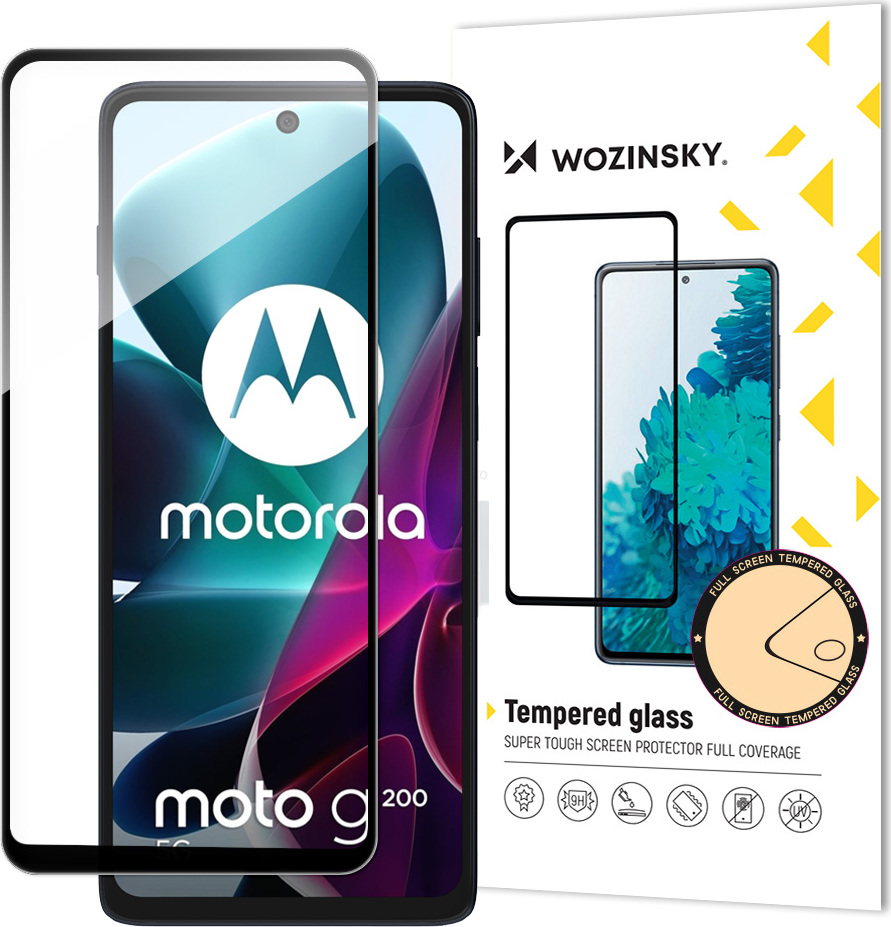 Tvrzené sklo Wozinsky Full Glue pro Motorola Moto G200 5G 9H s černým rámečkem na celou obrazovku