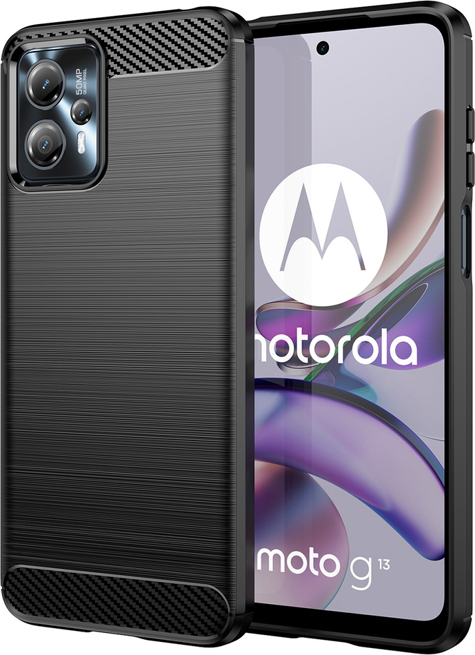 Silikonový kryt Carbon pro Motorola Moto G13, flexibilní, karbonový, černý