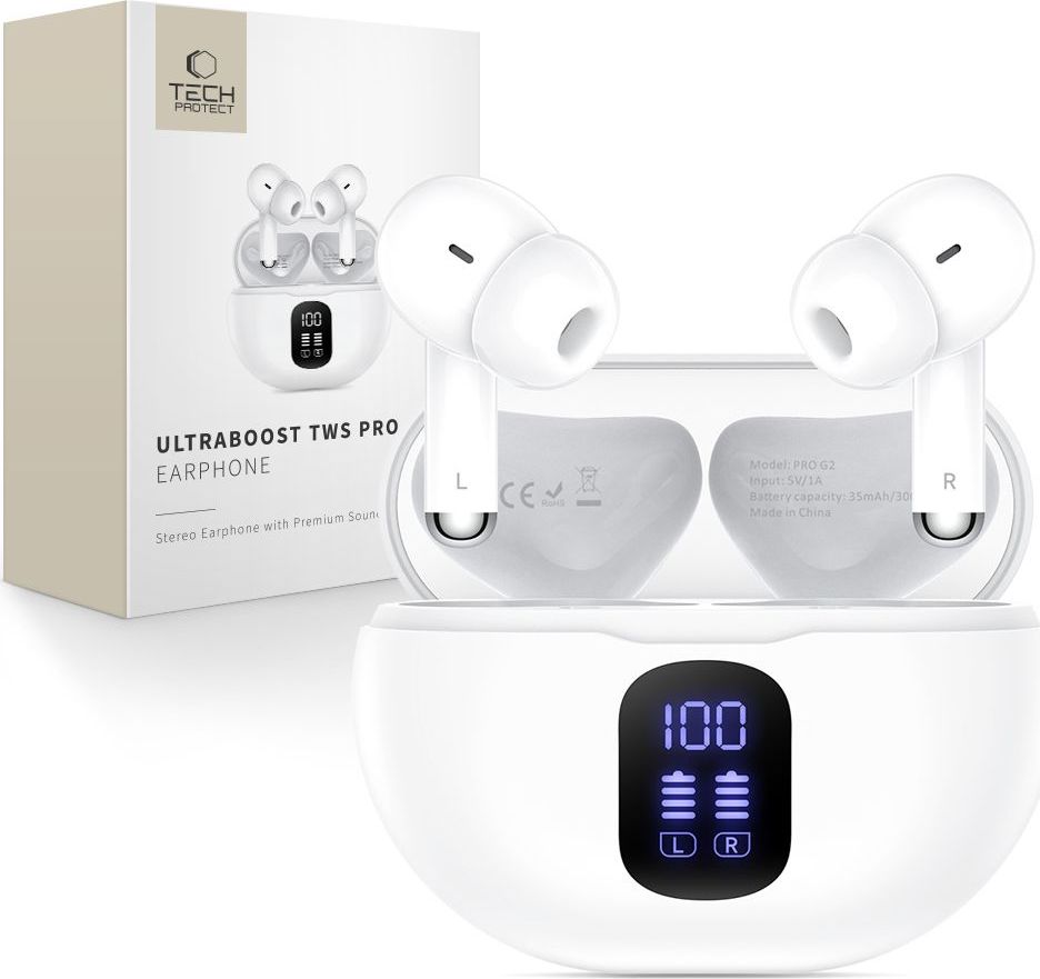 TECH-PROTECT ULTRABOOST TWS EARPHONE PRO G2 WHITE