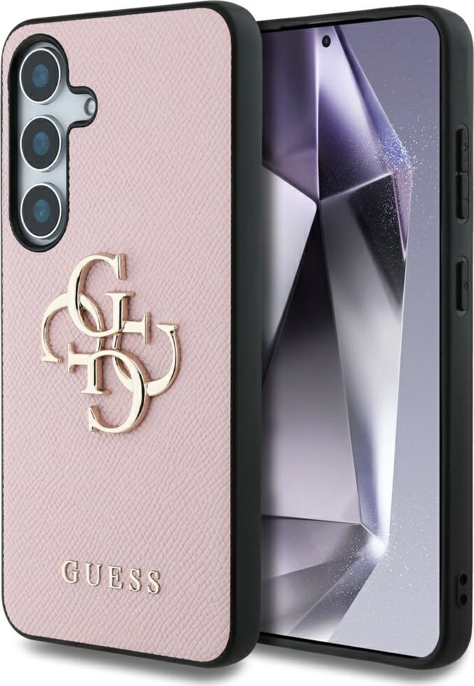 Pouzdro Guess Grained Big 4G Logo Small Classic Logo pro Samsung Galaxy S25 Plus růžové