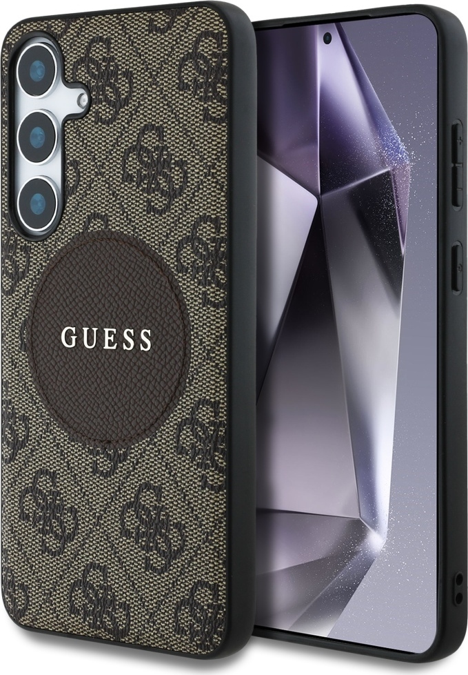 Pouzdro Guess HC MagSafe PU 4G Circle Classic Logo pro Samsung Galaxy S25 Plus hnědé