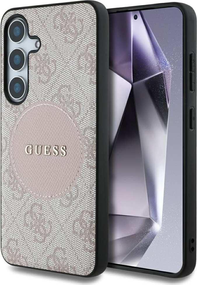 Pouzdro Guess HC MagSafe PU 4G Circle Classic Logo pro Samsung Galaxy S25 Plus růžové
