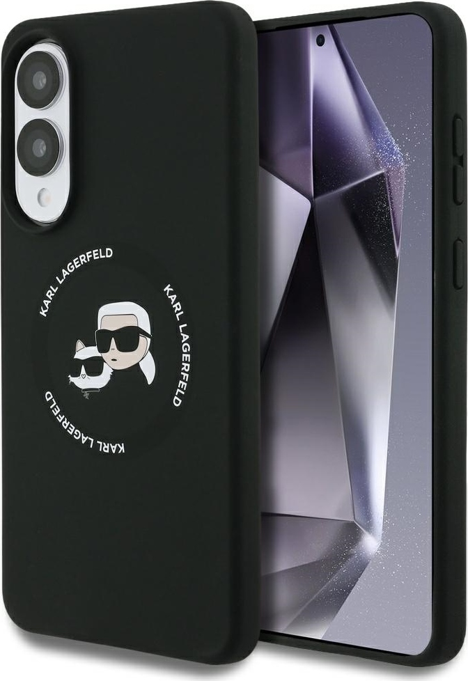 Pouzdro Karl Lagerfeld pro Samsung Galaxy S25 Edge s magnetickým silikonem a dvojitou hlavicí, černé