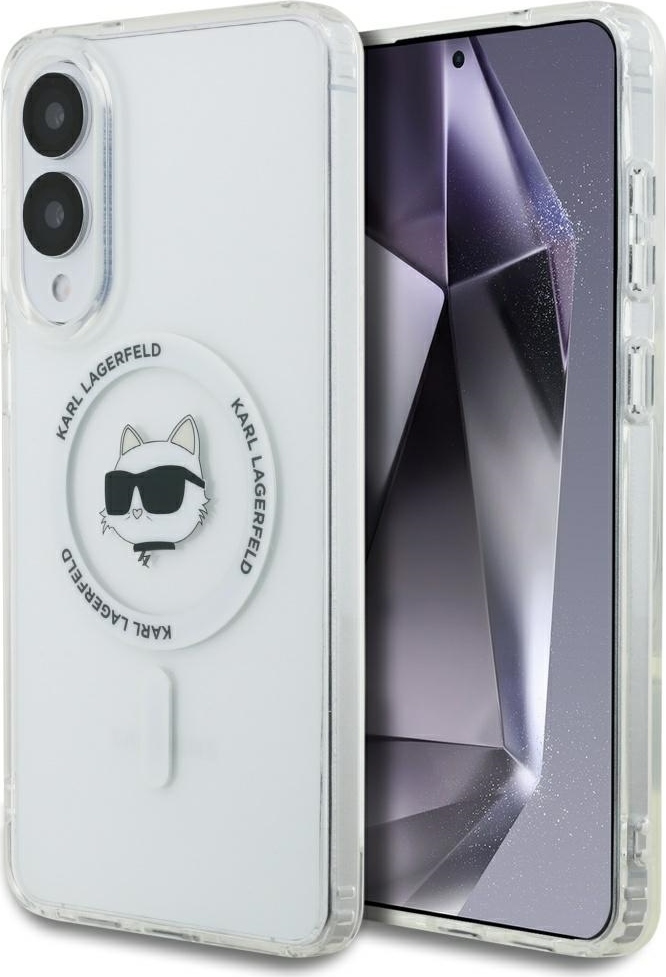 Pouzdro Karl Lagerfeld pro Samsung Galaxy S25 Edge HC MAGSAFE IML METAL CHOUPETTE HEAD bílé