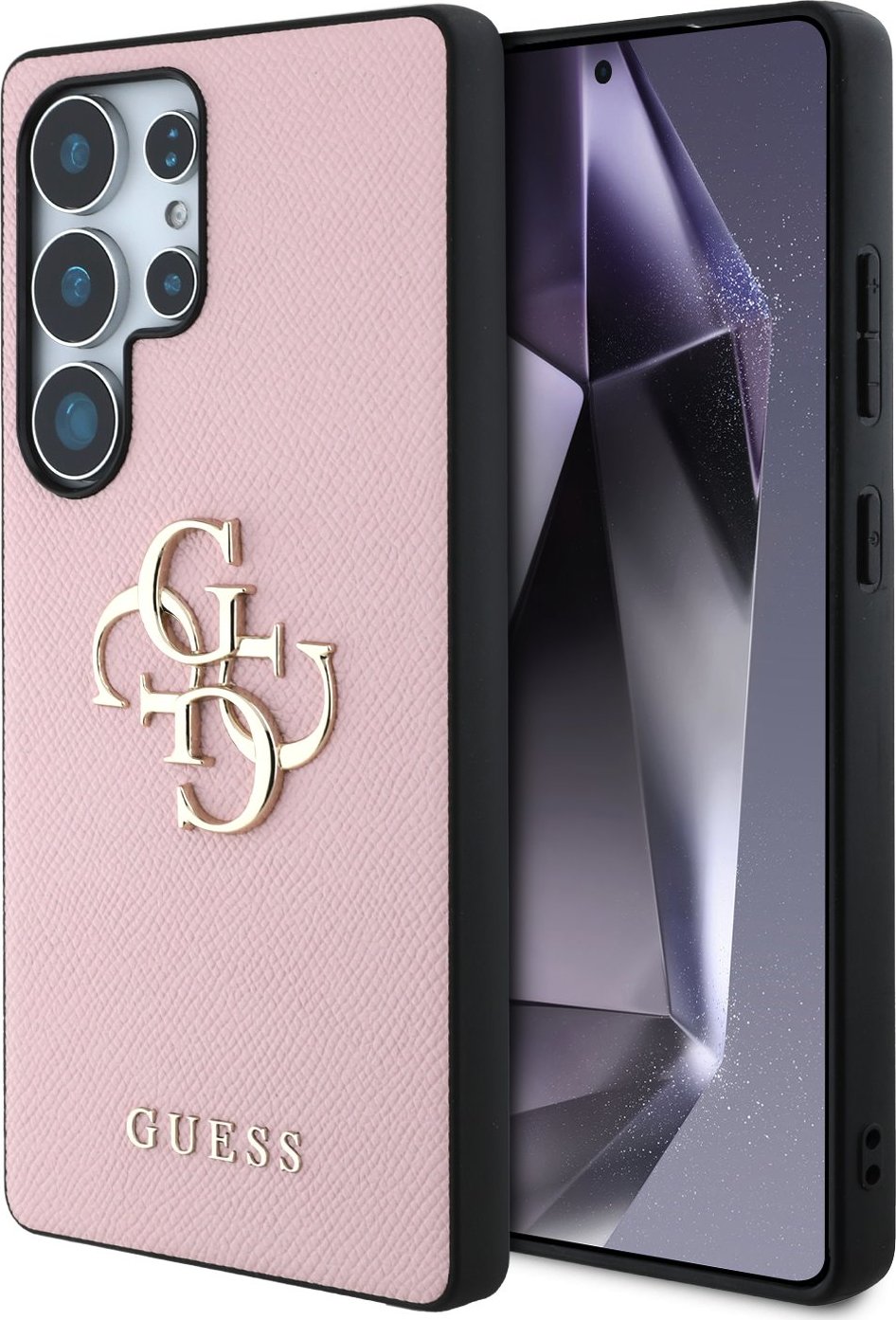 Pouzdro Guess Grained Big 4G Logo Small Classic Logo pro Samsung Galaxy S25 Ultra růžové