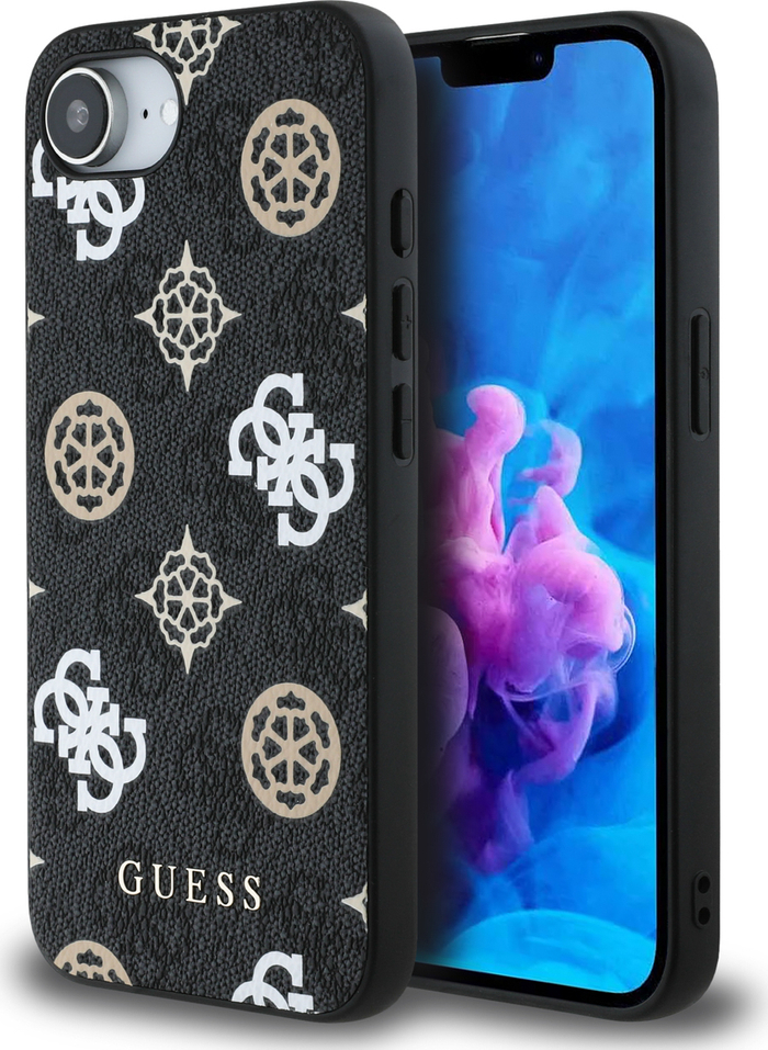 Pouzdro Guess PU 4G Peony s MagSafe pro iPhone 16e - černé