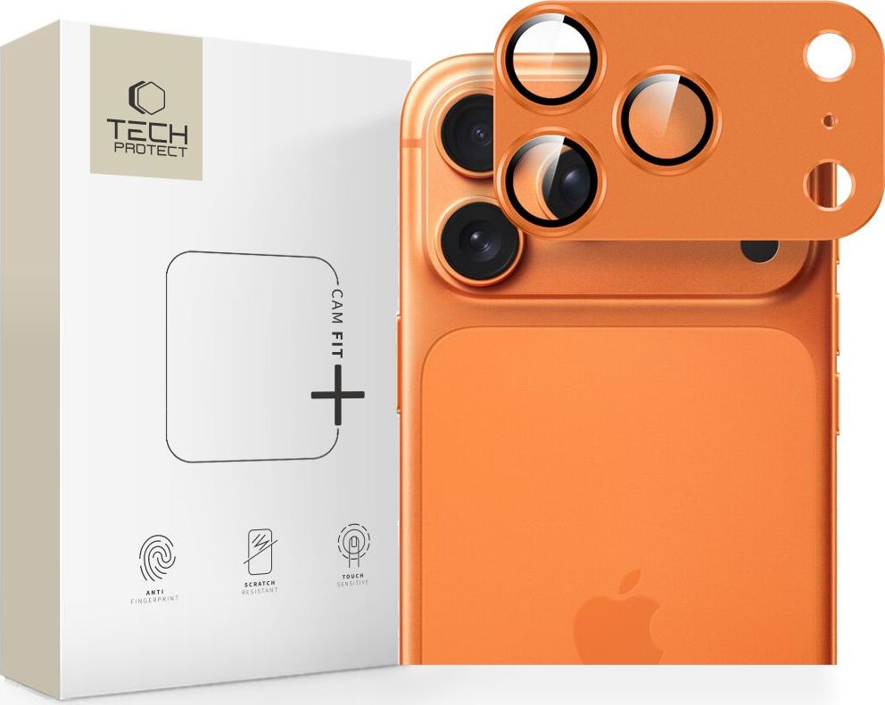 Ochranné sklo na čočku fotoaparátu TECH-PROTECT CAMFULL FIT+ IPHONE 17 PRO MAX COSMIC ORANGE