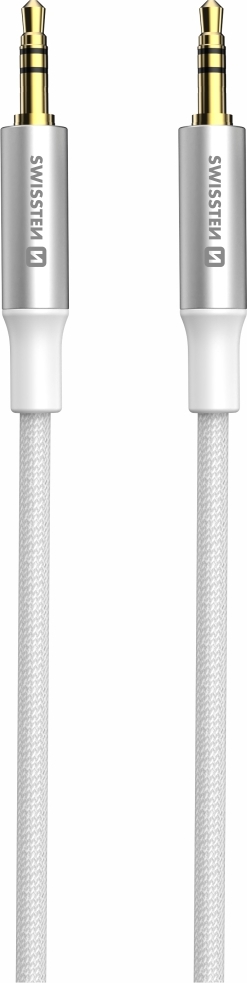 AUDIO KABEL SWISSTEN TEXTILE JACK (samec) / JACK (samec) 1,5 M BÍLÝ