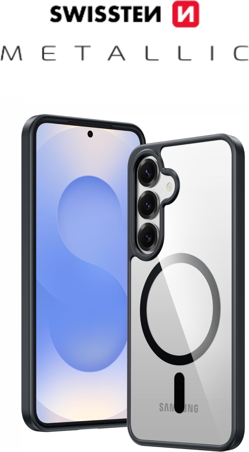 POUZDRO SWISSTEN CLEAR JELLY MagStick METALLIC PRO SAMSUNG S721B GALAXY S24 FE 5G ČERNÉ