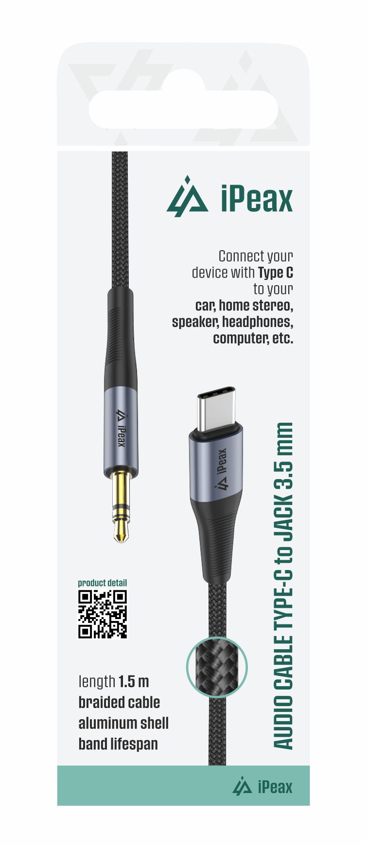 iPEAX ADAPTÉR USB-C / 3,5 MM JACK 1,5 M ČERNÝ