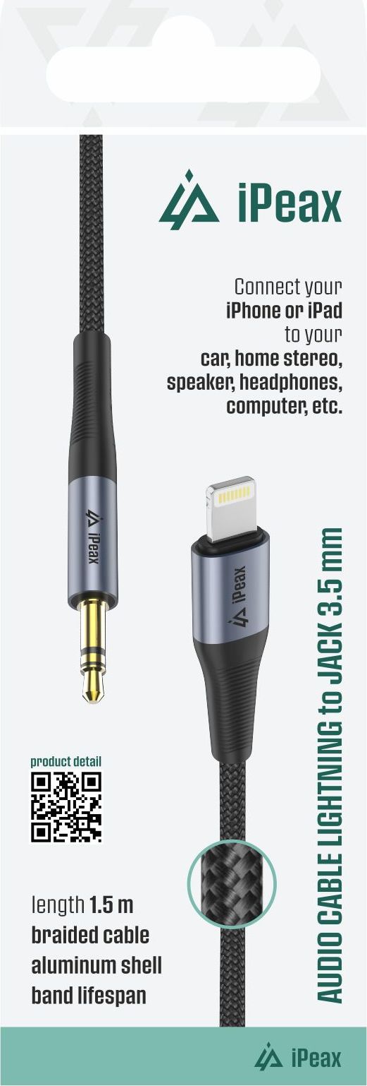 iPEAX ADAPTÉR LIGHTNING / 3,5 MM JACK 1,5 M ČERNÝ