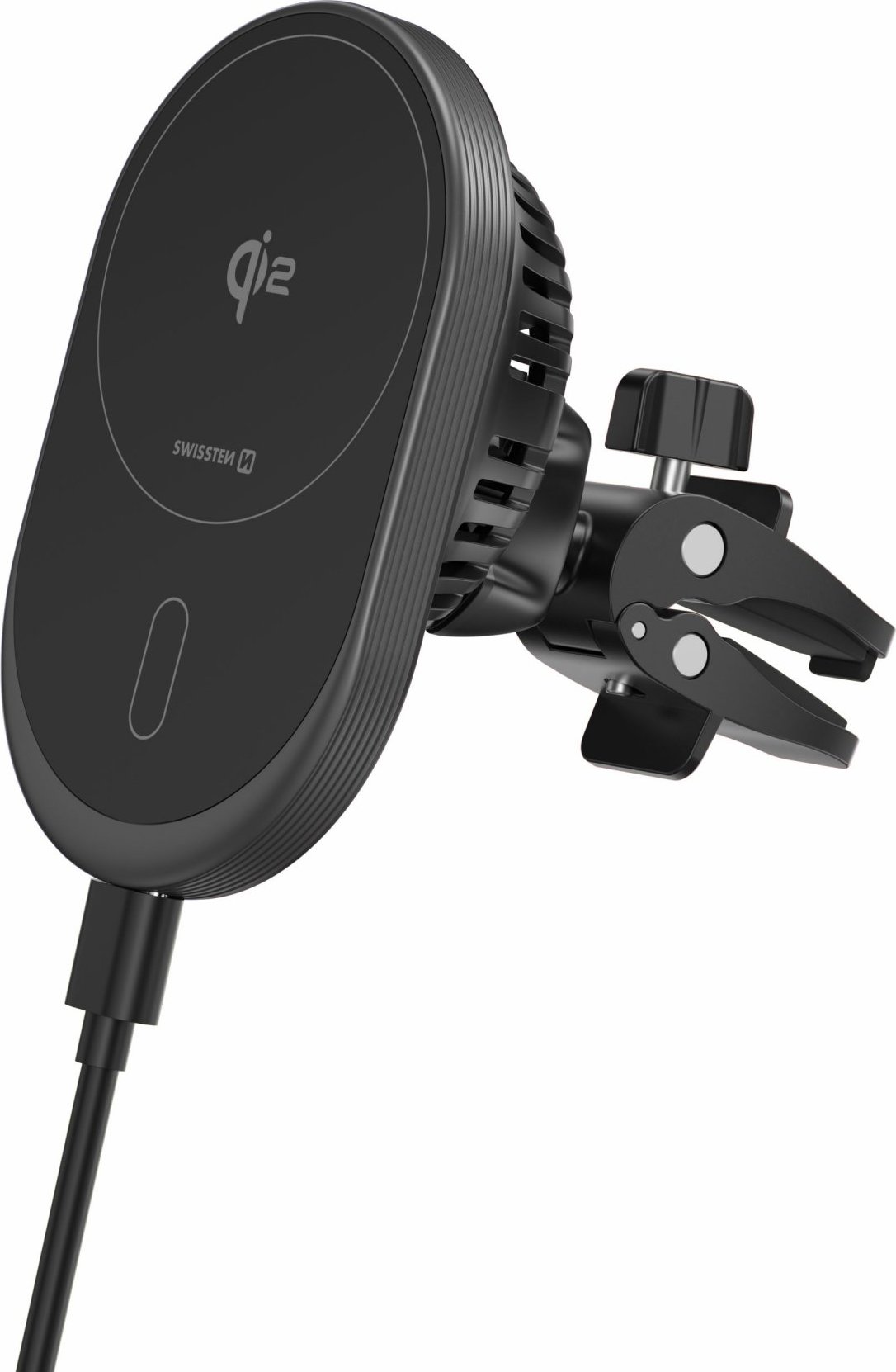 MAGNETICKÝ DRŽÁK DO VENTILACE AUTA SWISSTEN MagRide S BEZDRÁTOVÝM NABÍJENÍM Qi2 15W (kompatibilní s MagSafe)