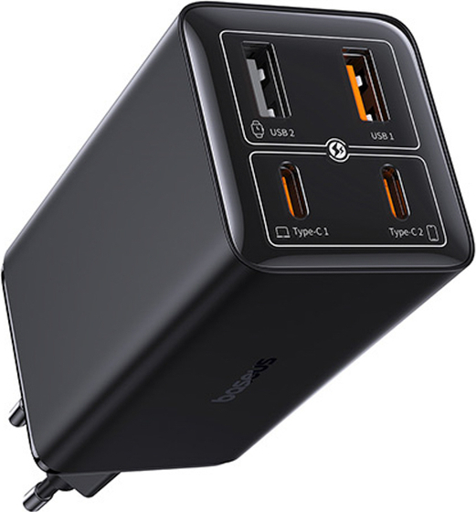 Nabíječka Baseus GaN6 Pro 100W 2 x USB-C 2 x USB-A s černým kabelem USB-C 100W 1m - černá