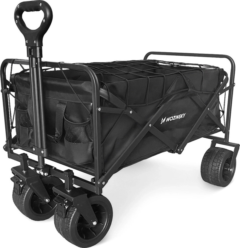 Wozinsky WZP-100 plážový, turistický, zahradní vozík, pro fotografy, odolný, široká kola, do 100 kg - černý