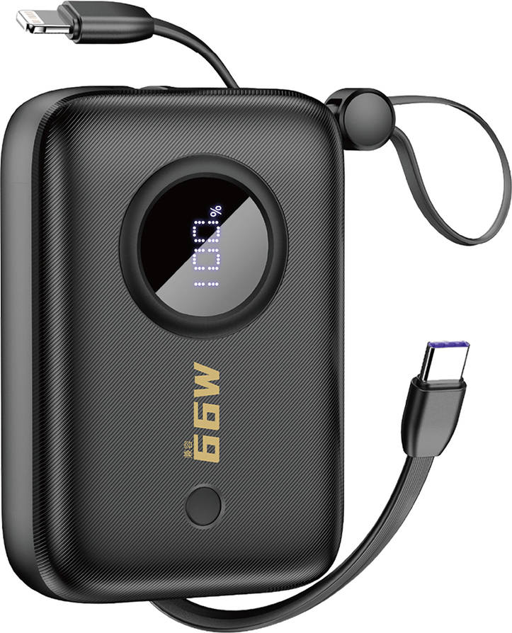 Powerbanka Dudao K14 10000mAh s kabely USB-C / Lightning - černá