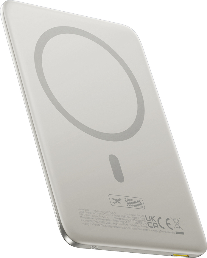 Powerbanka Baseus PicoGo AM41 Ultra-Slim 5000mAh 20W kompatibilní s MagSafe s podstavcem, jednoduchý USB-C kabel 60W 30cm - titanová
