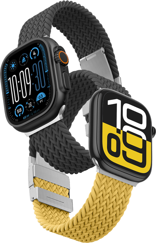 Sada 2 řemínků AmazingThing Blend pro Apple Watch 45/46/49 mm - žluto-černý/černý