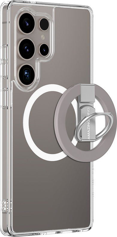 Pouzdro AmazingThing Minimal Mag s magnetickým kroužkem a magnetickým kroužkem pro Samsung Galaxy S25 Ultra - průhledné