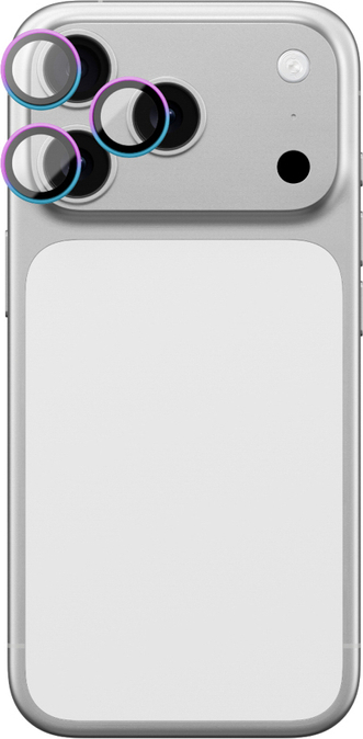 Ochranné sklo AmazingThing Lens pro iPhone 17 Pro / Pro Max s duhovým hliníkovým rámem