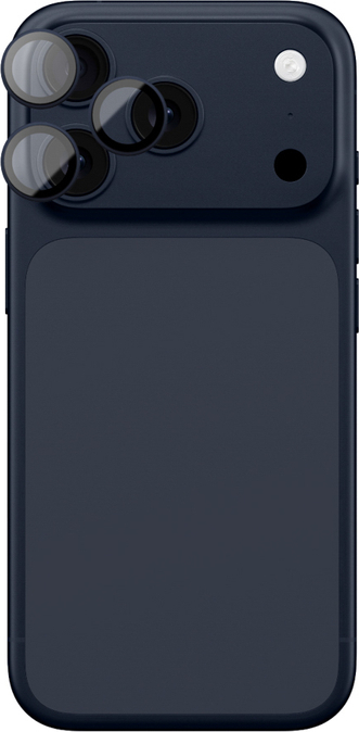 AmazingThing safírové sklo pro fotoaparát pro iPhone 17 Pro / Pro Max - s modrým rámečkem