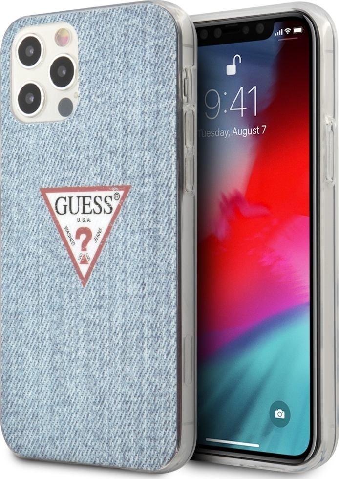 Guess GUHCP12LPCUJULLB Pevný kryt pro iPhone 12 Pro Max 6,7" modrý/světle modrý, Jeans Collection