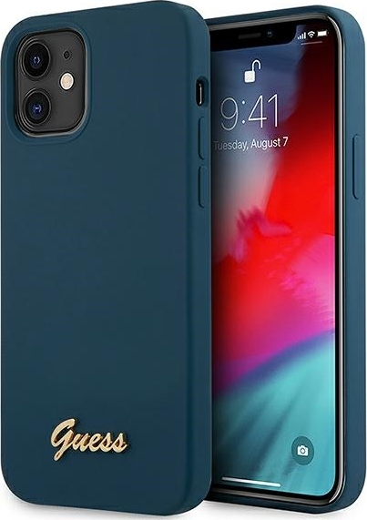 Guess GUHCP12SLSLMGBL pevný kryt pro iPhone 12 mini 5,4" modro/modrý kovový s logem