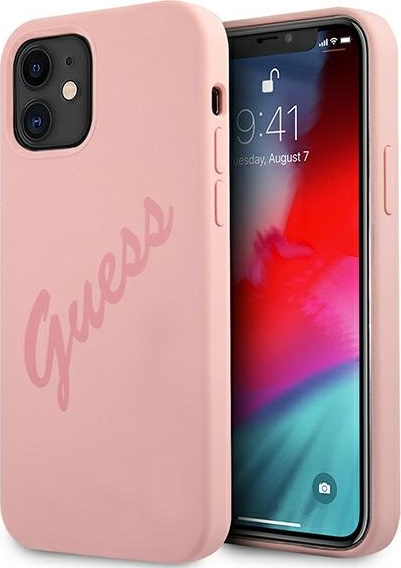 Guess GUHCP12SLSVSPI tvrdý kryt pro iPhone 12 mini 5,4" růžový/růžový s motivem Script Vintage