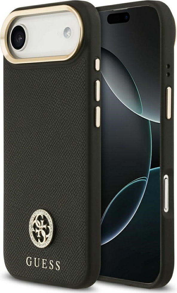 Pouzdro Guess Grained Strass Logo MagSafe pro iPhone Air - černé