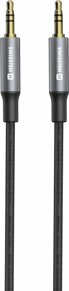 AUDIO KABEL SWISSTEN TEXTILE JACK (samec) / JACK (samec) 1,5 M ČERNÝ (nahrazuje 73501101)