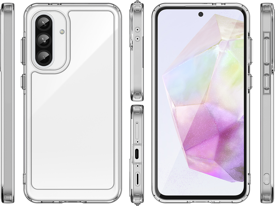 Kryt Outer Space pro Samsung Galaxy A56 s flexibilním rámem - průhledný