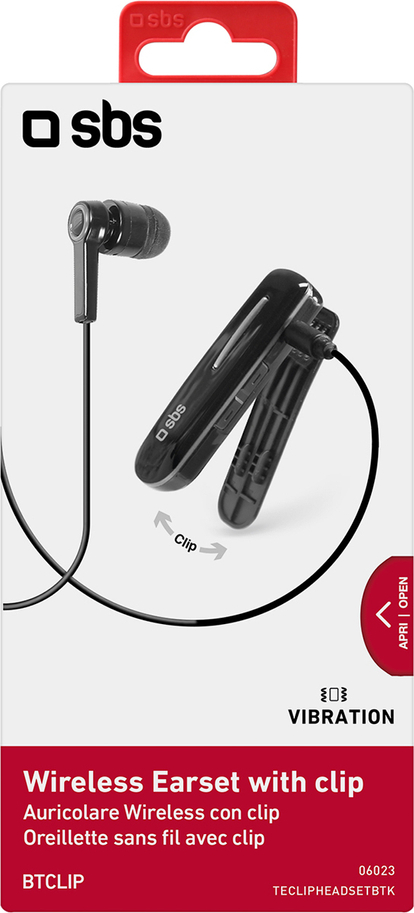 Bezdrátová sluchátka SBS TECLIPHEADSETBTK s klipem - černá