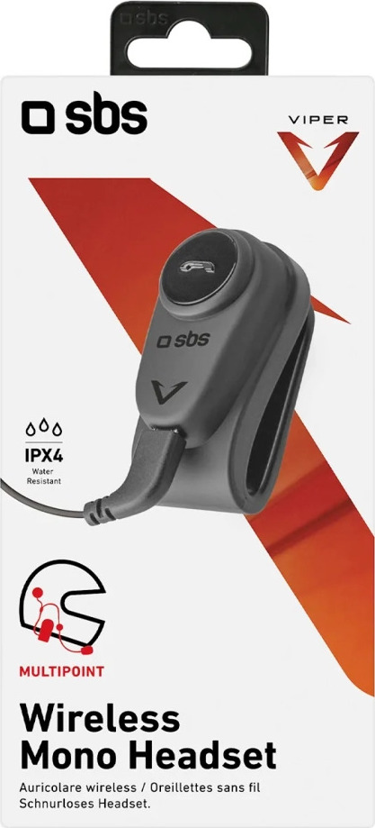 Bezdrátová mono sluchátka SBS TEEARSETMONOMOTOBTK do motocyklové helmy - černá