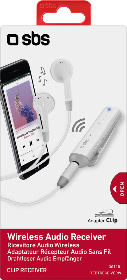 Bezdrátový Bluetooth adaptér SBS TEBTRECEIVERW se stereo sadou - šedý