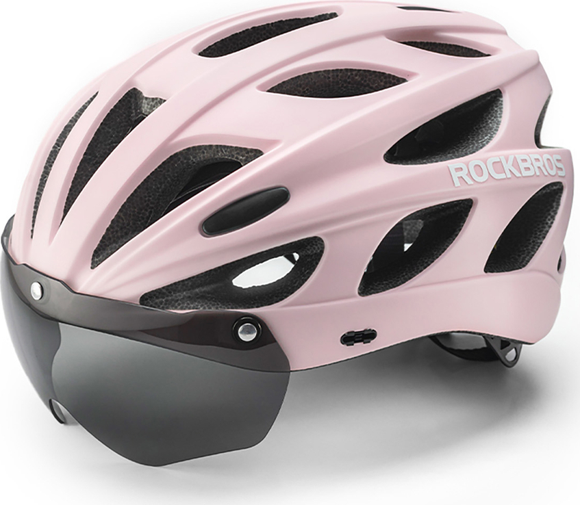 Cyklistická helma Rockbros s kšiltem, odnímatelné UV brýle, odnímatelný kšiltem, unisex - růžová