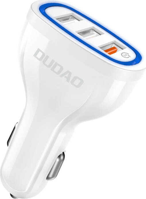 Autonabíječka Dudao Quick Charge 3.0 QC3.0 2.4A 18W 3x USB bílá (R7S bílá)