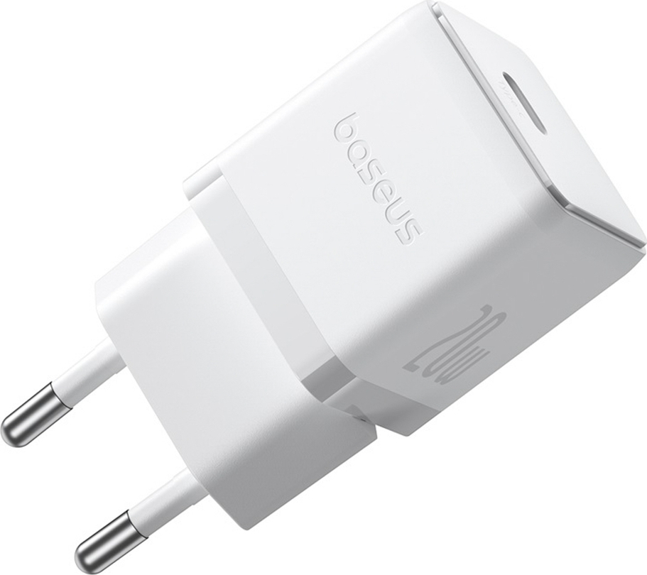 Nabíječka Baseus Palm 1C 20W do zásuvky (s kabelem Baseus Mini White USB-C 60W (20V/3A) 1m) - bílá