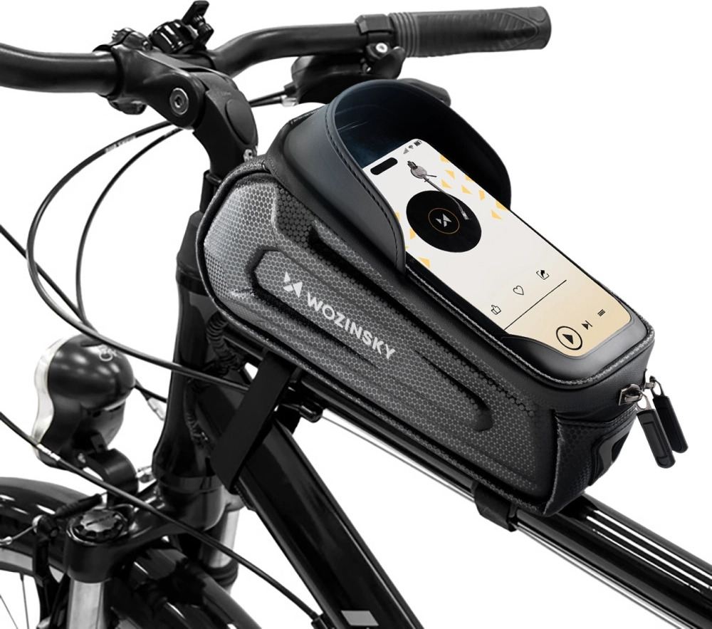 Brašna na kolo Wozinsky na rám, armored, s kapsou na telefon, 1,7 l - černá