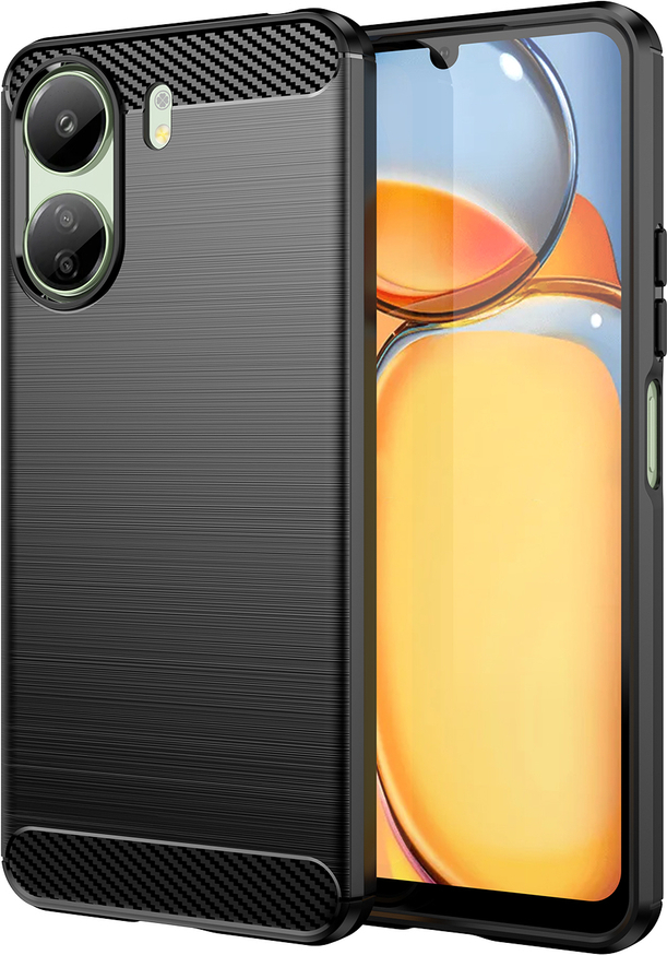 Silikonový karbonový kryt pro Xiaomi Redmi 13c - černý
