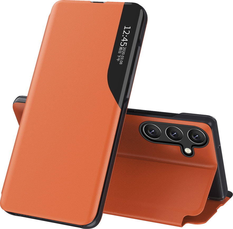 Elegantní pouzdro Eco Leather View Case s klopou a funkcí stojánku pro Samsung Galaxy A26 - oranžové
