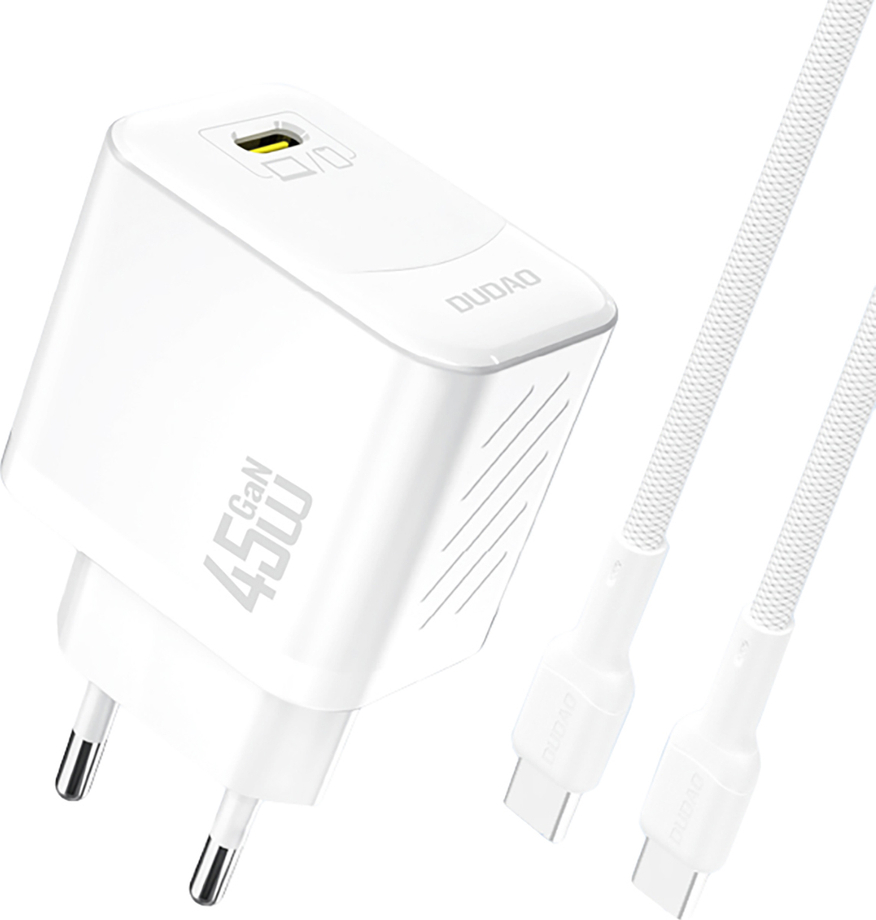 Dudao nabíječka A28C 45W GaN síťový adaptér + USB-C kabel - White