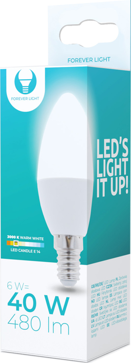 LED žárovka E14 C37 6W 230V 3000K 480lm Forever Light